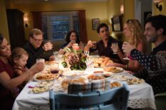 Christina Milian, Layla / Emelia Golfieri, Guest Star Andrew Daly, Paget Brewster, John Stamos, guest star Andrea Hunt, and Josh Peck in Grandfathered - Gerald's Two Dads