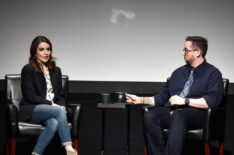 Tina Fey and Damian Holbrook speak on stage during Tribeca Talks Storytellers