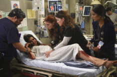 Luis Guzman (Jesse Sallander), True O'Brien (Joy Samton), Emily Tyra (Dr. Noa Kean), Marcia Gay Harden (Dr. Leanne Rorish), Melanie Chandra (Dr. Malaya Pineda) in Code Black - 'Hero Complex'