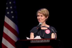 Cynthia Nixon speaks onstage at The People's State Of The Union at Townhall on January 29, 2018 in New York City.