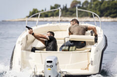 Warren Brown and Daniel MacPherson on a boat in Strike Back