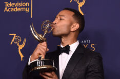 2018 Creative Arts Emmy Awards - John Legend kissing his Emmy