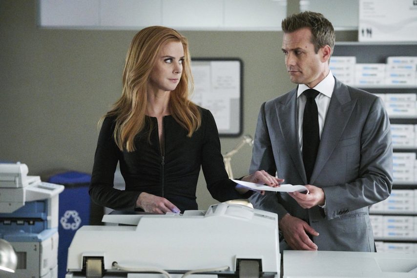 Sarah Rafferty and Gabriel Macht on Suits - Season 8