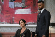 Jeri (Carrie-Anne Moss) and Malcolm (Eka Darville) in Marvel's Jessica Jones