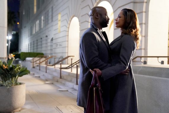 BD Woodside as Jeff Malone, Gina Torres as Jessica Pearson in 'Pearson'