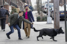 Will Estes as Jamie Reagan and Vanessa Ray as Eddie Janko with dog in Blue Bloods Season 10 Episode 16 - 'The First 100 Days'