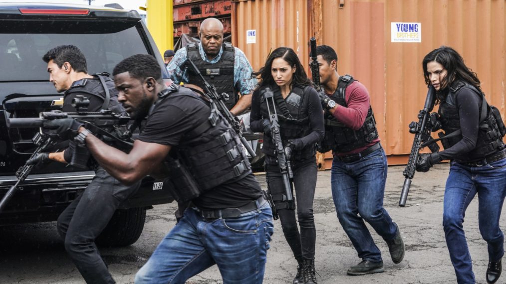 Hawaii Five-0 Series Finale Team Mission Moving - Ian Anthony Dale as Adam Noshimuri, Lance Gross as Lincoln Cole, Chi McBride as Captain Lou Grover, Meaghan Rath as Tani Rey, Beulah Koale as Junior Reigns, and Katrina Law as Quinn Liu