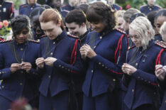 Annie Jacob, Jessica Sutton, Ashley Nicole Williams, and Taylor Hickson in Motherland Fort Salem Season 1 Finale Graduation