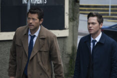 Supernatural - Misha Collins as Castiel and Alexander Calvert as Jack - Season 15, Episode 15 - 'Gimme Shelter'