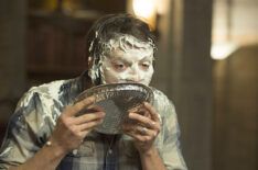 Misha Collins with pie in his face on Supernatural - Season 9