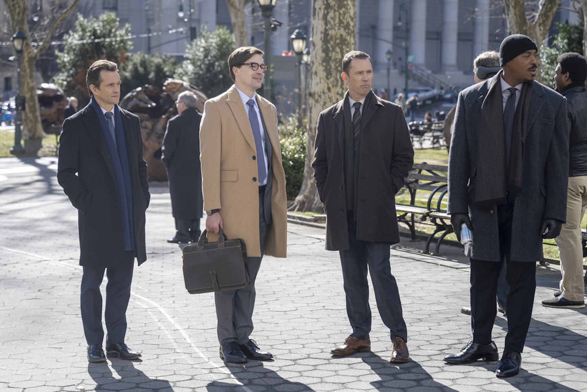 Hugh Dancy, George Hampe, Jeffrey Donovan und Mehcad Brooks in „Law & Order“