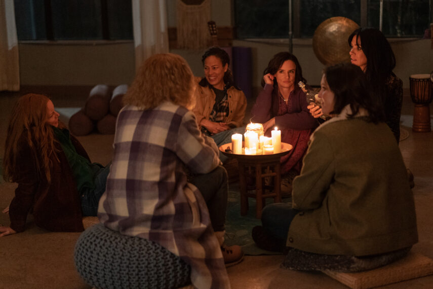 Lauren Ambrose, Tawny Cypress, Juliette Lewis, Simone Kessell, and Melanie Lynskey in 'Yellowjackets'