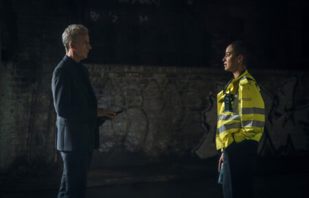 Peter Capaldi as Daniel Hegarty and Cush Jumbo as June Lenker in 'Criminal Record' - Season 1, Episode 3