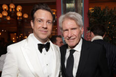 Jason Sudeikis and Harrison Ford seen at the Apple TV+ Emmy Awards post ceremony reception at Mother Wolf on January 15, 2024 in Los Angeles, California.