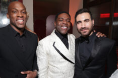 Moe Jeudy-Lamour, Sam Richardson and Brett Goldstein seen at the Apple TV+ Emmy Awards post ceremony reception at Mother Wolf on January 15, 2024 in Los Angeles, California.