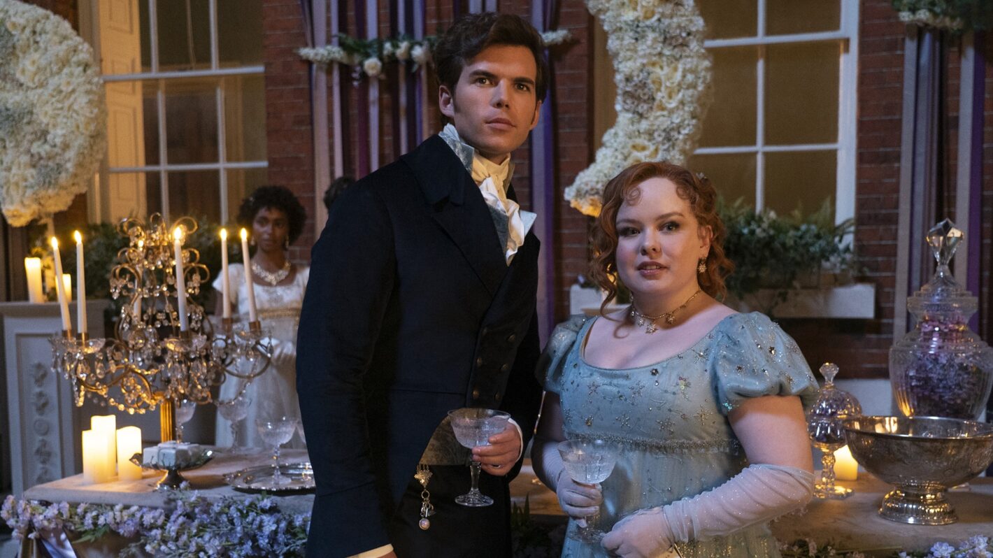 Luke Newton and Nicola Coughlan in 'Bridgerton' Season 3