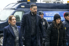 Jamie Ragusa as NYPD Detective Sanders, Zeeko Zaki as Special Agent Omar Adom ‘OA’ Zidan, and Missy Peregrym as Special Agent Maggie Bell — 'FBI' Season 6 Episode 4 - 'Creating a Monster'