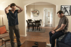 Ryan Guzman as Eddie and Oliver Stark as Buck in the '9-1-1' Season 7 Finale 'All Fall Down'