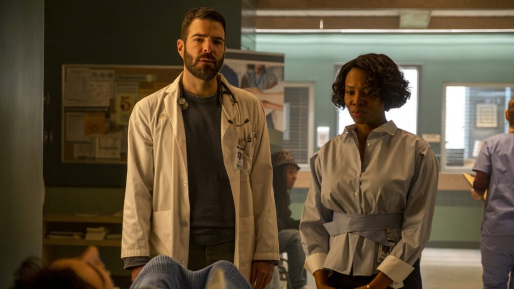 Zachary Quinto as Dr. Oliver Sacks and Tamberla Perry as Dr. Carol Pierce.