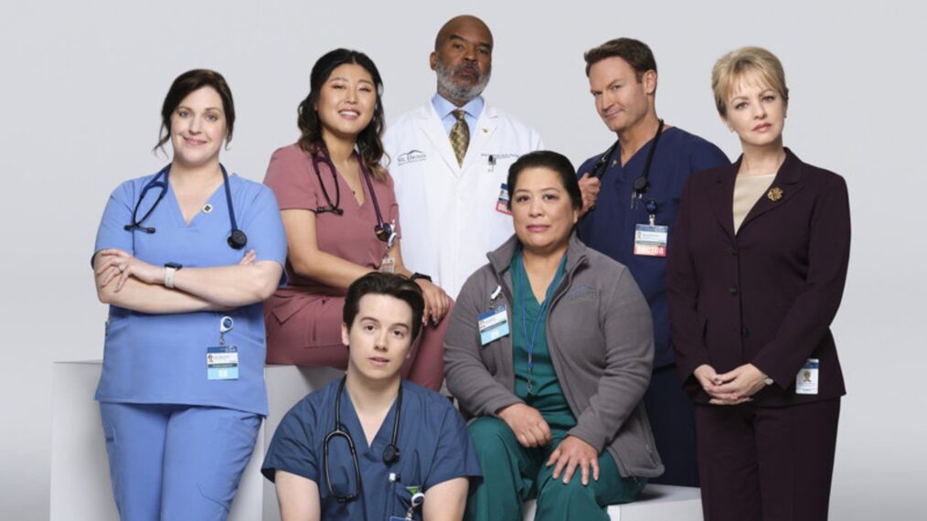 Allison Tolman as Alex, Kahyun Kim as Serena, Mekki Leeper as Matt, David Alan Grier as Ron, Kaliko Kauahi as Val, Josh Lawson as Bruce, Wendi McLendon-Covey as Joyce in St. Denis Medical