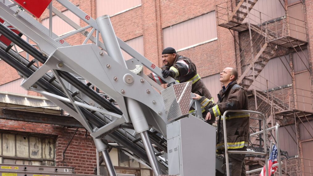 Joe Minoso as Joe Cruz and Randy Flagler as Capp in the 'Chicago Fire' Season 12 Finale 