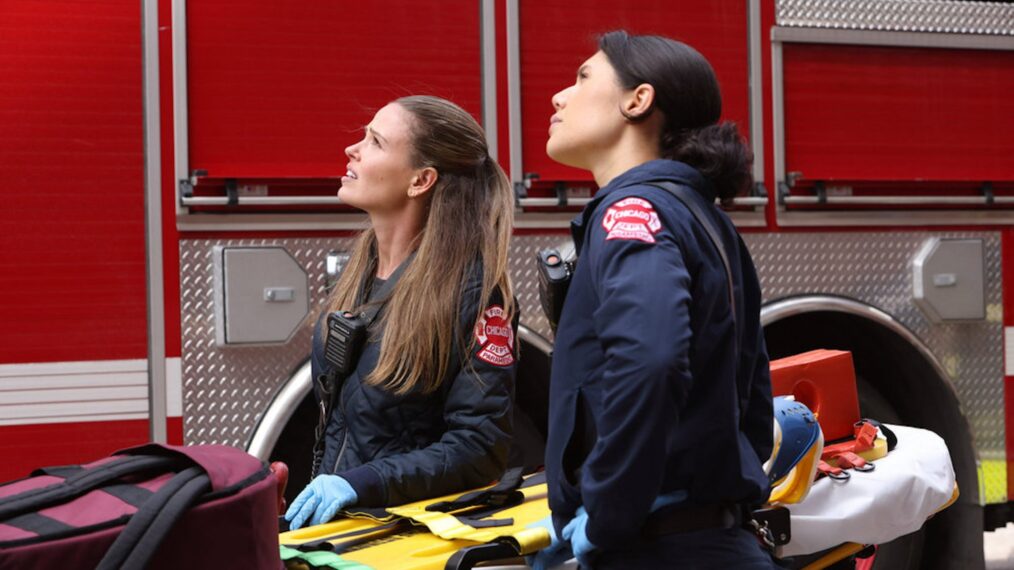 Jocelyn Hudon as Novak and Hanako Greensmith as Violet Mikami in the 'Chicago Fire' Season 12 Finale 
