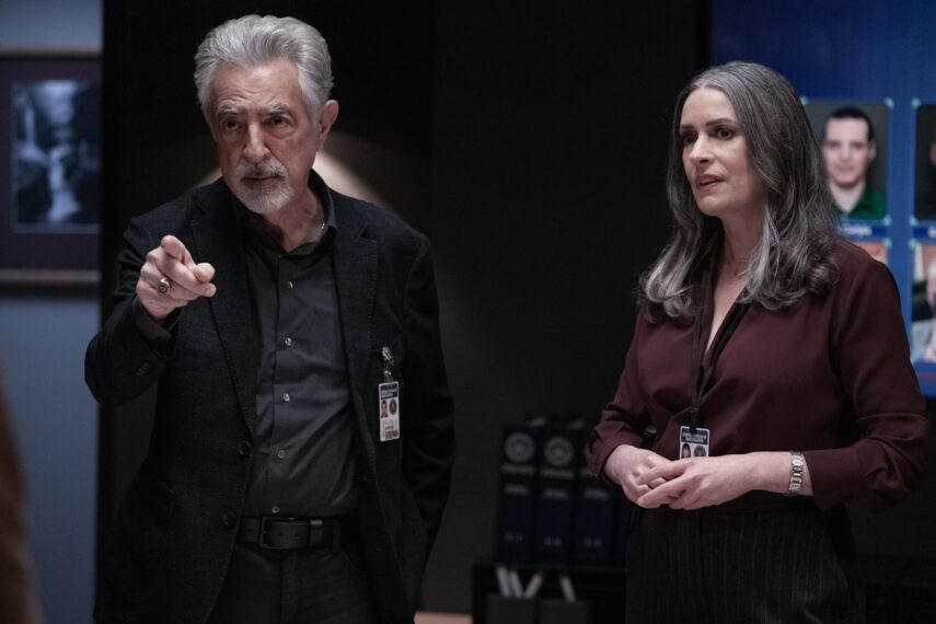 Joe Mantegna as David Rossi and Paget Brewster as Emily Prentiss in 'Criminal Minds: Evolution' Season 17 Episode 1 "Gold Star"
