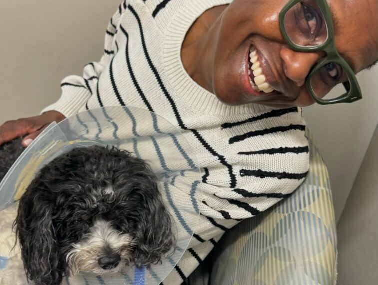 Deborah Roberts with dog Pepper