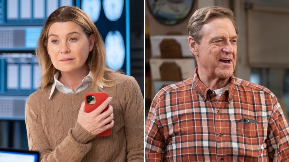 Ellen Pompeo in 'Grey's Anatomy'; John Goodman in 'The Conners'