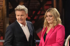 Contestant Bryson with Gordon and Tilly Ramsay in the 'MasterChef Junior' Season 9 finale Part 1