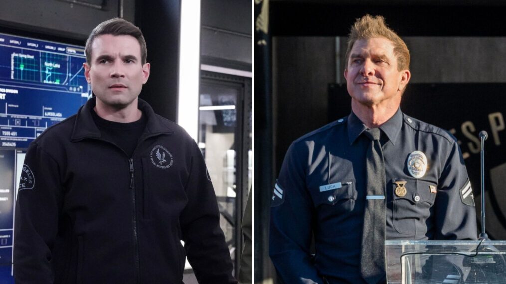 Alex Russell as Street and Kenny Johnson as Luca in 'S.W.A.T.' Season 7