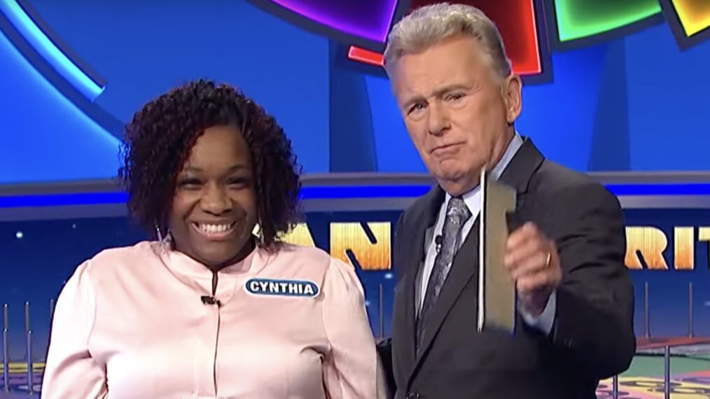 Pat Sajak with Wheel contestant