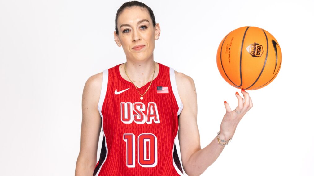 NEW YORK, NEW YORK - APRIL 17: 5v5 Basketball athlete Breanna Stewart poses for a portrait during the 2024 Team USA Media Summit at Marriott Marquis Hotel on April 17, 2024 in New York City. (Photo by Mike Coppola/Getty Images)