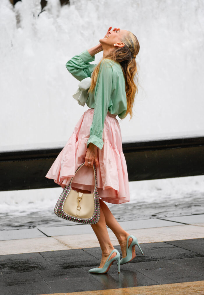 NEW YORK, NY - MAY 10: Sarah Jessica Parker is seen on the set of 'And Just Like That' on May 10, 2024 in New York, New York. (Photo by MEGA/GC Images)