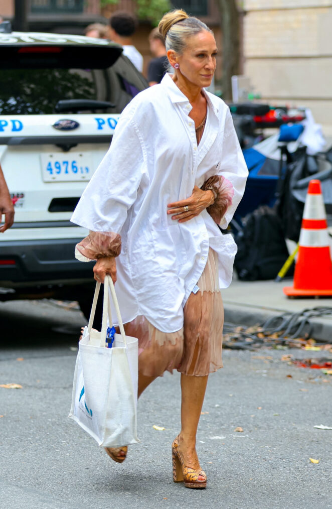 Sarah Jessica Parker is seen at the film set of the 'And Just Like That'