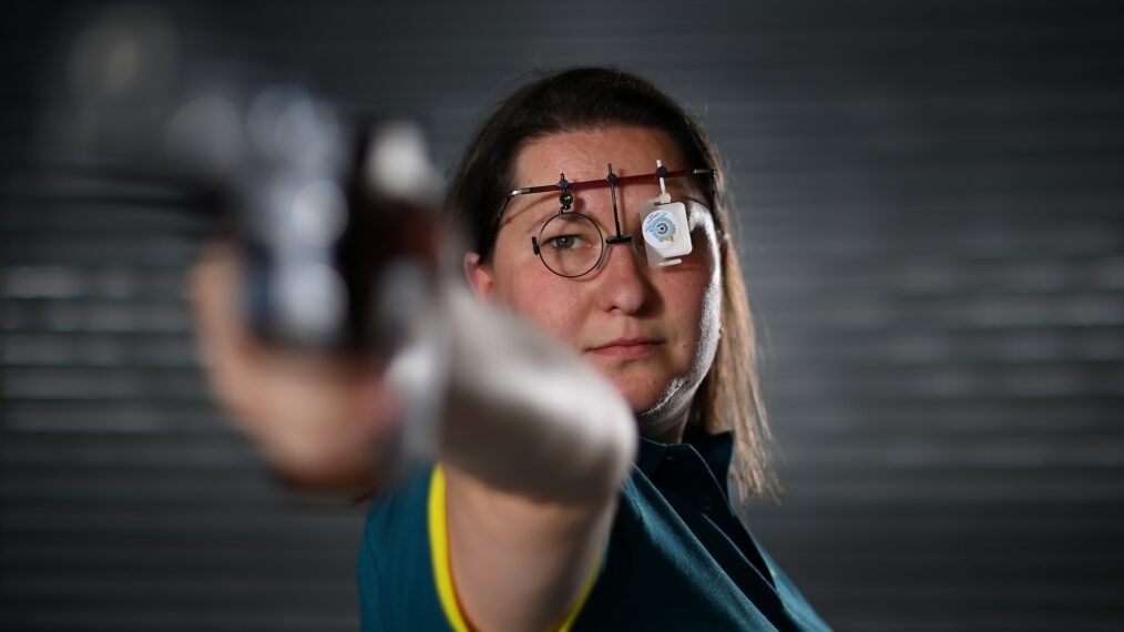 BRISBANE, AUSTRALIA - JUNE 27: Elena Galiabovitch poses for a portrait during the Australian 2024 Paris Olympic Games Shooting Squad Announcement at Brisbane International Shooting Centre on June 27, 2024 in Brisbane, Australia. (Photo by Albert Perez/Getty Images for the AOC)