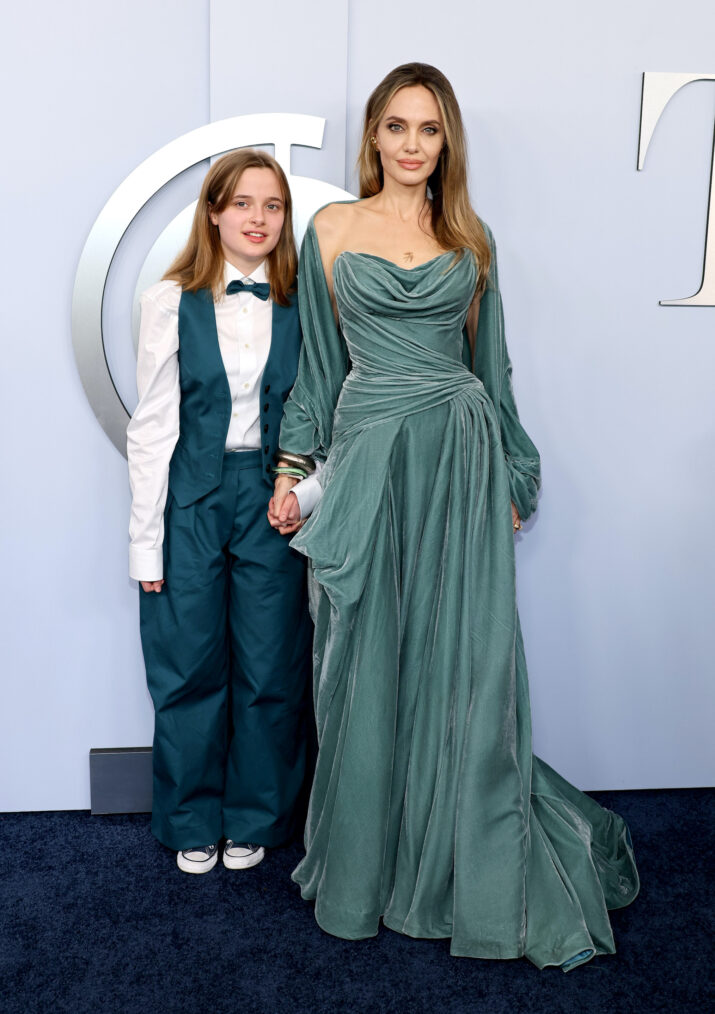 Vivienne Jolie-Pitt and Angelina Jolie attend the 77th Annual Tony Awards at David H. Koch Theater at Lincoln Center on June 16, 2024 in New York City.