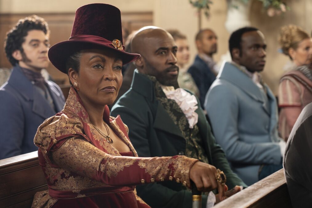 Adjoa Andoh as Lady Agatha Danbury, Daniel Francis as Lord Anderson in 'Bridgerton' Season 3 Part 2