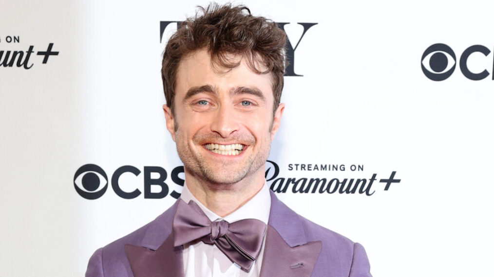 Daniel Radcliffe poses with the Best Performance by an Actor in a Featured Role in a Musical award for 