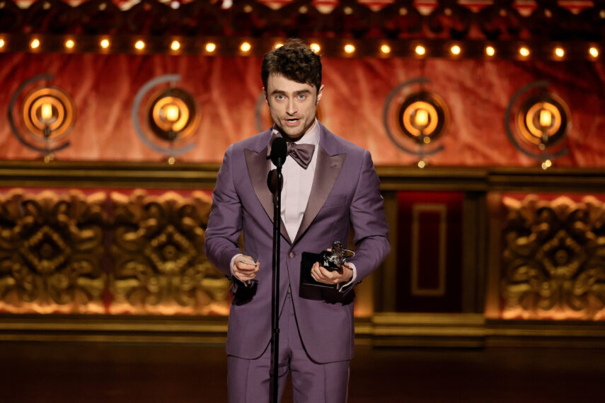 Daniel Radcliffe accepts the Best Performance by an Actor in a Featured Role in a Musical award for "Merrily We Roll Along" onstage during The 77th Annual Tony Awards at David H. Koch Theater at Lincoln Center on June 16, 2024 in New York City.