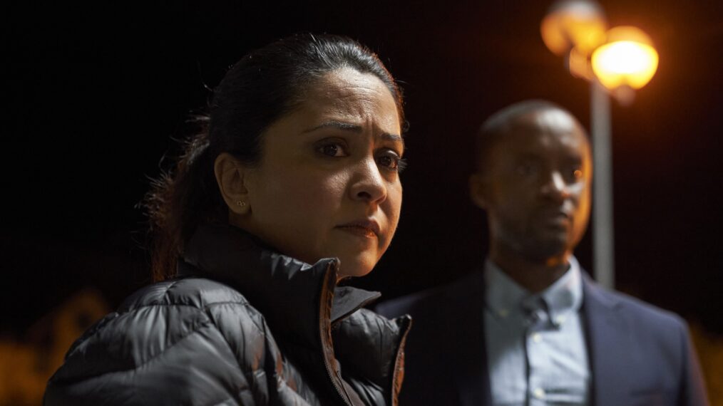 Parminder Nagra as D.I. Rachita Ray; Peter Bankole as D.S. Kwesi Edmund in 'D.I. Ray' Season 2 Episode 1