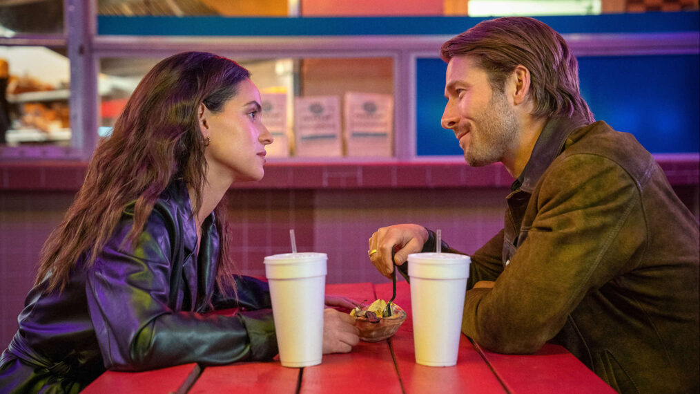 Adria Arjona as Madison and Glen Powell as Gary Johnson in 'Hit Man'