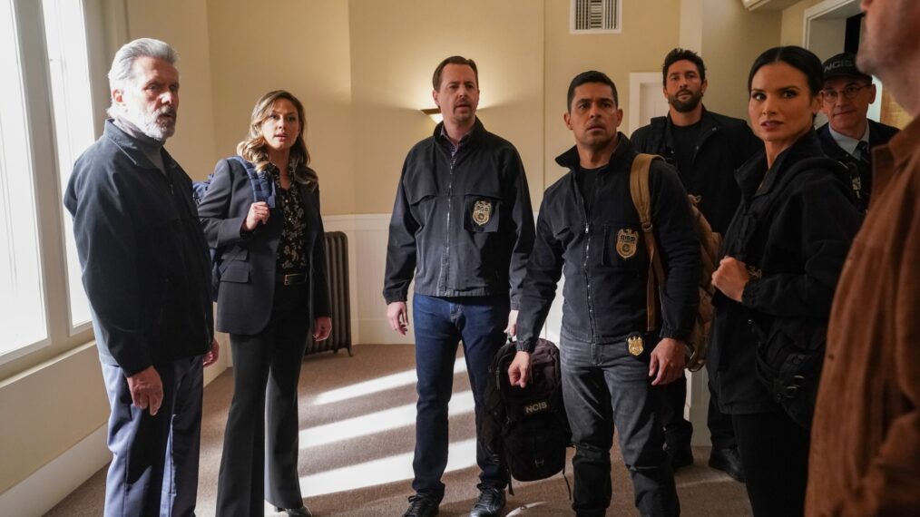 Gary Cole as FBI Special Agent Alden Parker, Vanessa Lachey as Jane Tennant, Sean Murray as Special Agent Timothy McGee, Wilmer Valderrama as Special Agent Nicholas “Nick” Torres, Noah Mills as Jesse Boone, Katrina Law as NCIS Special Agent Jessica Knight, and Brian Dietzen as Jimmy Palmer in 'NCIS' Season 20 Episode 10 
