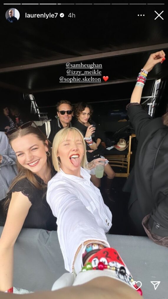 Lauren Lyle, Izzy Meikle-Small, Sam Heughan, and Sophie Skelton at Taylor Swift's Eras Tour