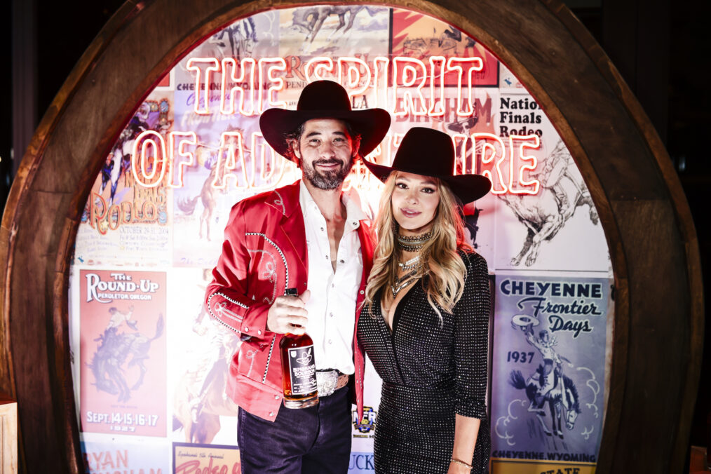 Ryan Bingham and Hassie Harrison attends the Bingham's Bourbon NFR After Party at Inspire at the Wynn on December 07, 2023 in Las Vegas, Nevada.