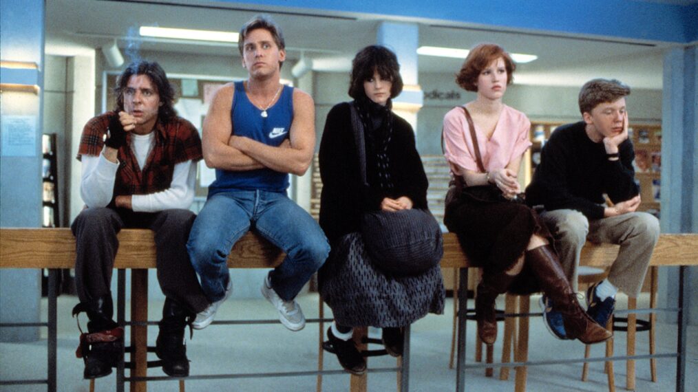 Judd Nelson, Emilio Estevez, Ally Sheedy, Molly Ringwald, and Anthony Michael Hall in 'The Breakfast Club'