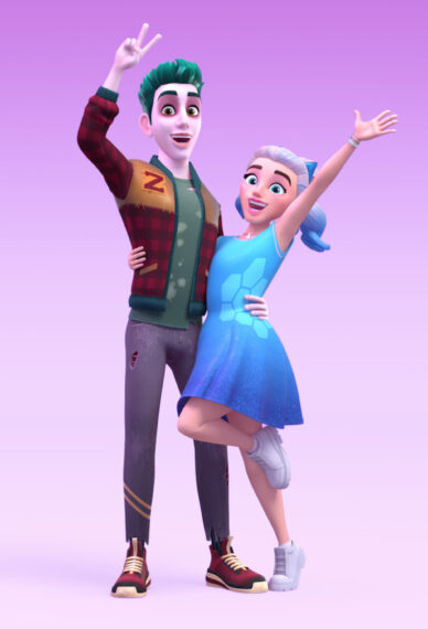 Meg Donnelly and Milo Manheim as the voices of Addison and Zed in 'Zombies: The Re-Animated Series.'
