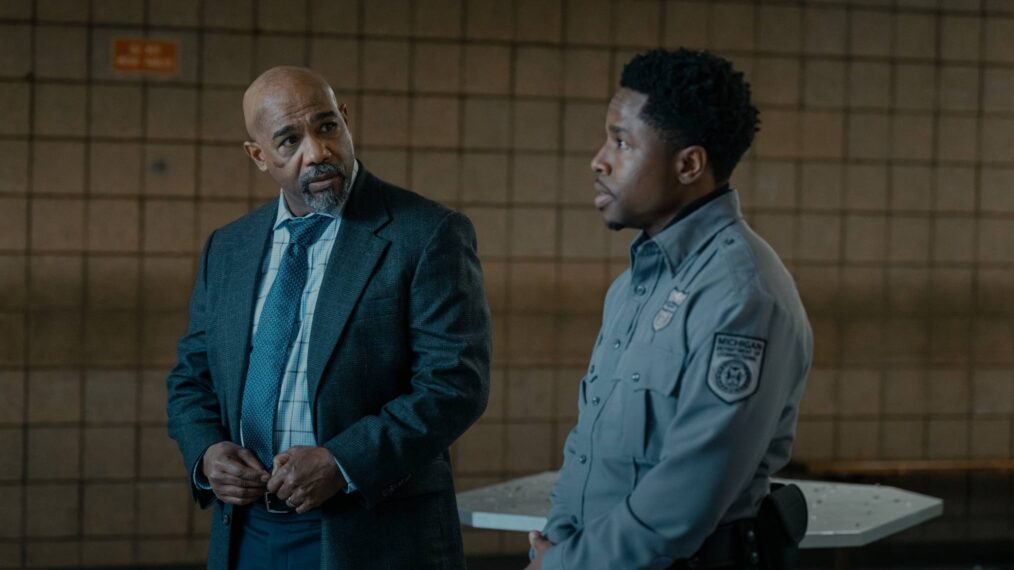 Michael Beach as Kareem Moore and Denny Love as Kevin Jackson in episode 8, season 3 of Mayor of Kingstown