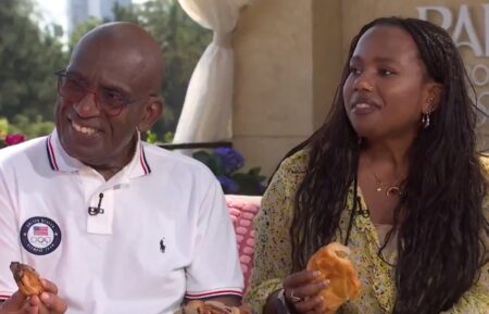 Al Roker and his daughter Leila eating croissants in Paris