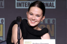 Cailee Spaeny speaks onstage during the Alien: Romulus Panel in Hall H at SDCC in San Diego, California on July 26, 2024.